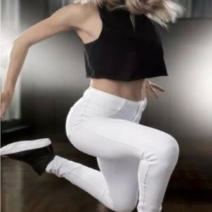 White urban groove leggings / dance pants small adult
